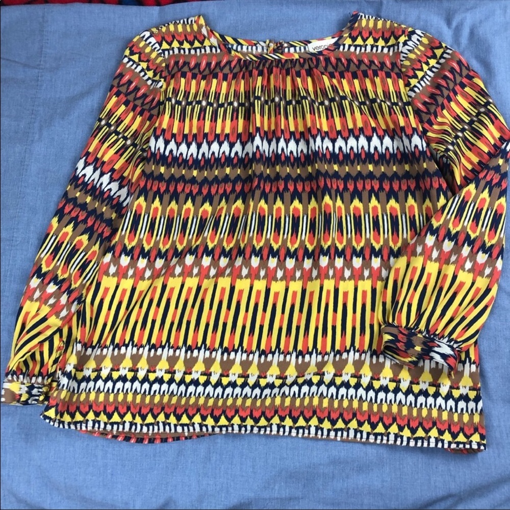 Veronica M yellow orange long sleeve flowy blouse